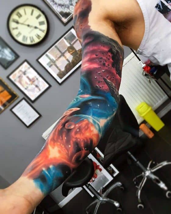 Sleeve Outer Space Sky Celestial Tattoo Ideas For Males