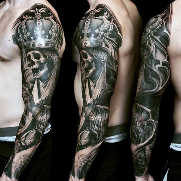Sleeve Skull Male Tattoo Designs