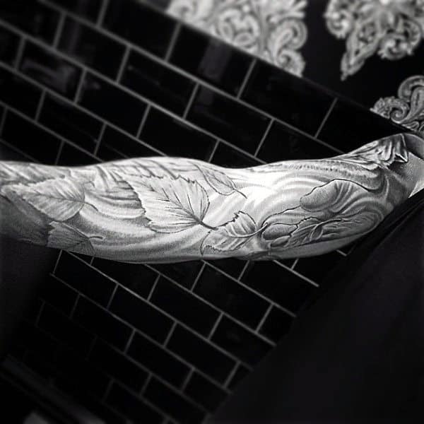 Sleeve Wind Leaf Man Tattoo For Males