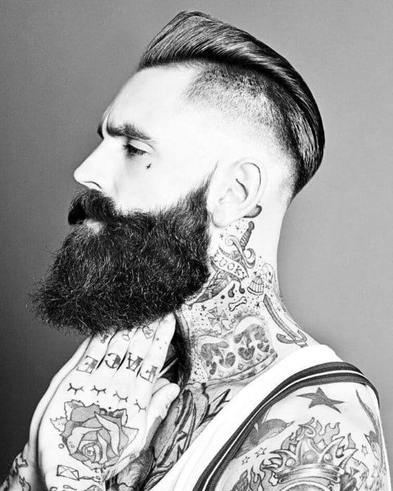 Slicked Back Hair For Men With High Fade On Sides