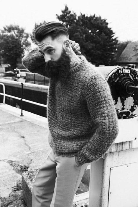 Slicked Back High Fade Men Hipster Haircut