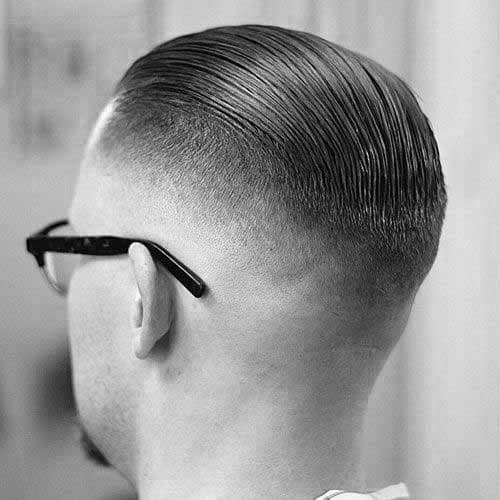 Slicked Back Short Fade Mens Haircuts