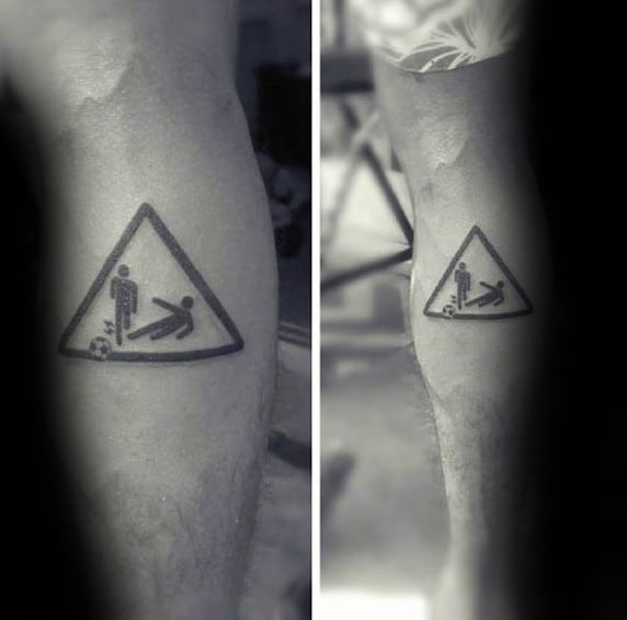 Sliding Soccer Player Mens Leg Calf Tattoos