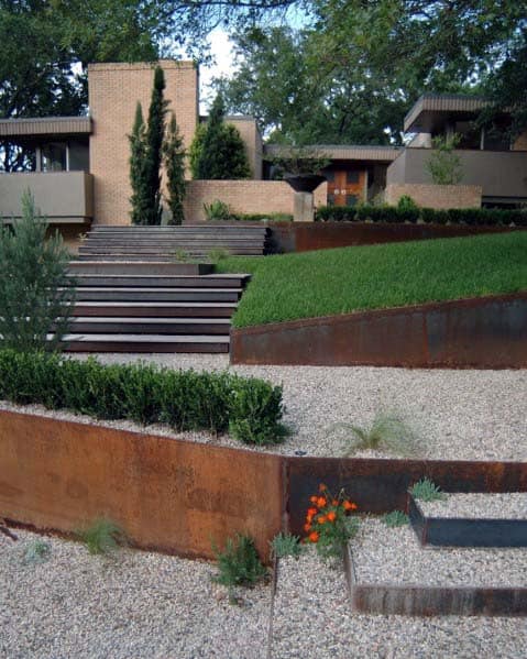 gravel-filled landscape steps