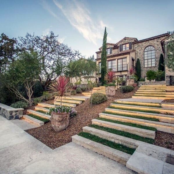 Slope Stairs Stone Walkway Exterior Design