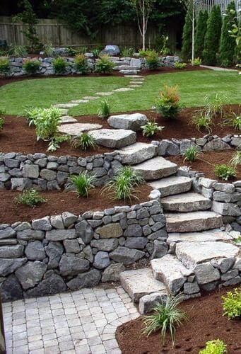 Slope Stairs Stone Walkway Idea Inspiration