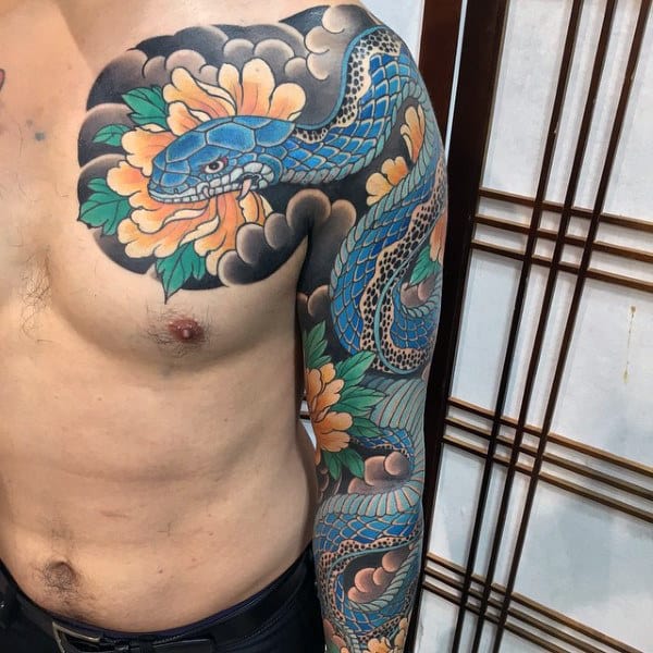 Sly Serpent Japanese Sleeve Tattoo Male