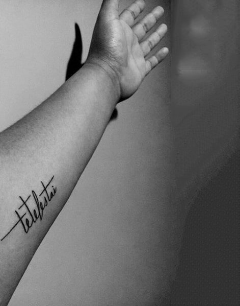 Smal Simple Guys Tetelestai Tattoo Design Ideas On Inner Forearm