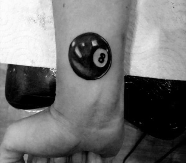 Small 3d 8 Ball Wrist Tattoos For Guys