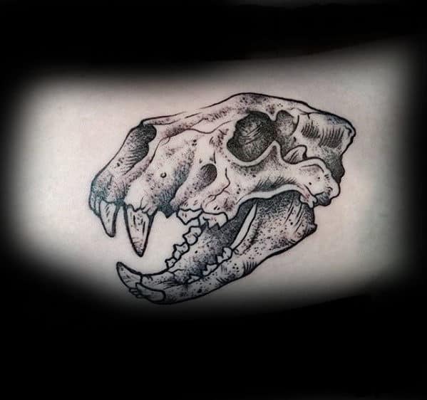 Small 3d Lion Animal Skull Tattoos For Guys On Arm