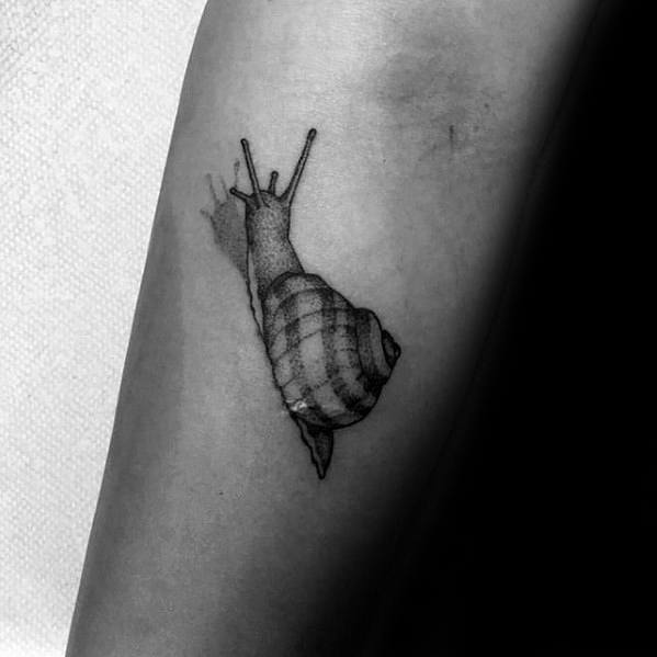 Small 3d Outer Forearm Snail Tattoo Ideas For Gentlemen
