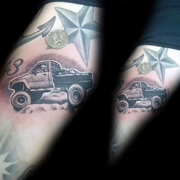 Small 4x4 Truck Mens Arm Tattoo