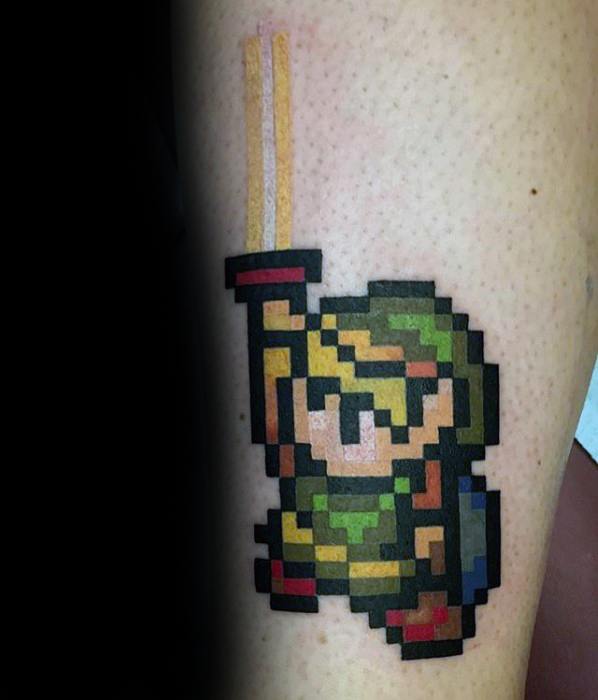 Small 8 Bit Leg Guys Zelda Tattoo Ideas