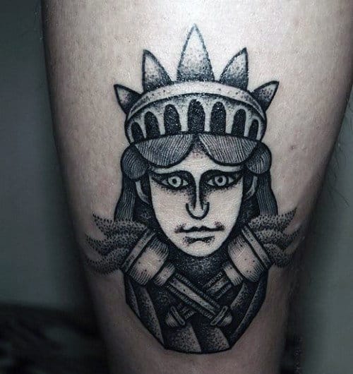 Small Abstract Mens Statue Of Liberty Tattoo