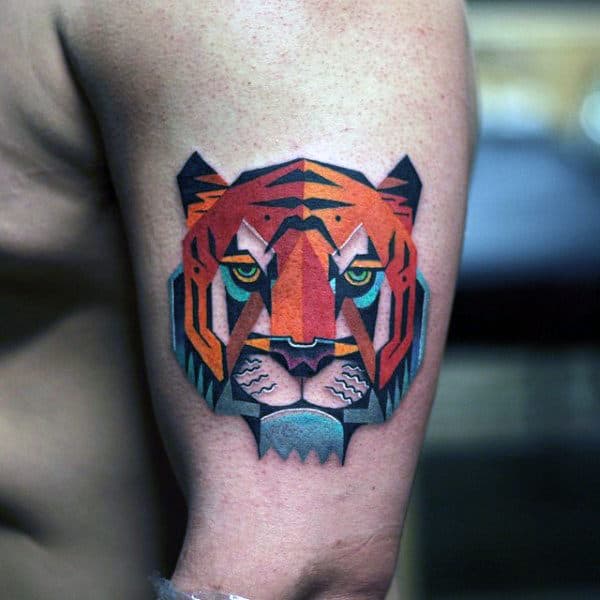 Small Amazing Tiger Mens Arm Tattoo