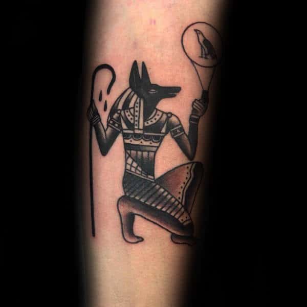 Small Anubis Mens Arm Tattoo
