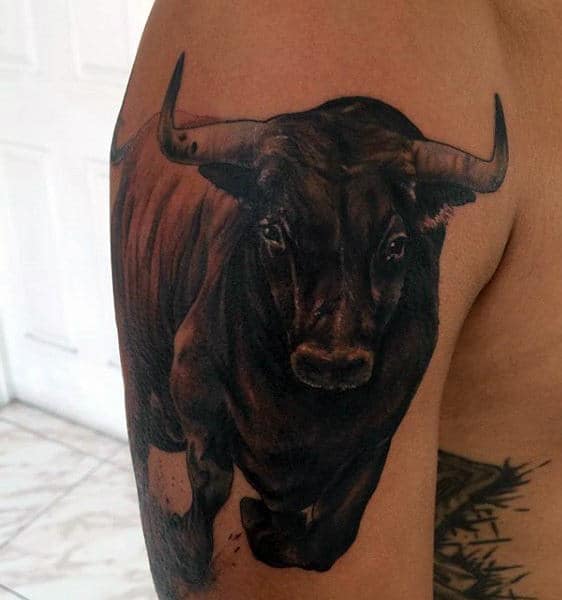 Small Arm Bucking Men's Bull Tattoos