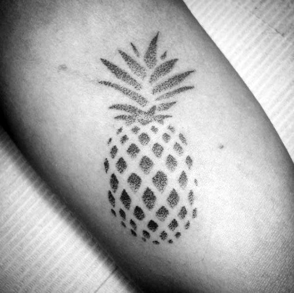 Small Arm Negative Space Pineapple Tattoos Guys