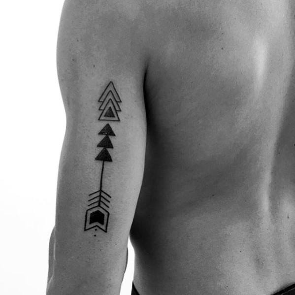 Small Arrow Guys Tattoo Designs On Triceps