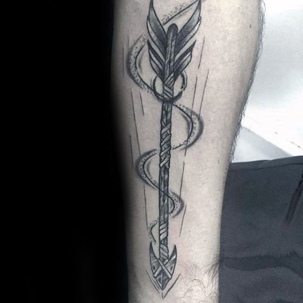 Small Arrow Tattoos Guys Forearm