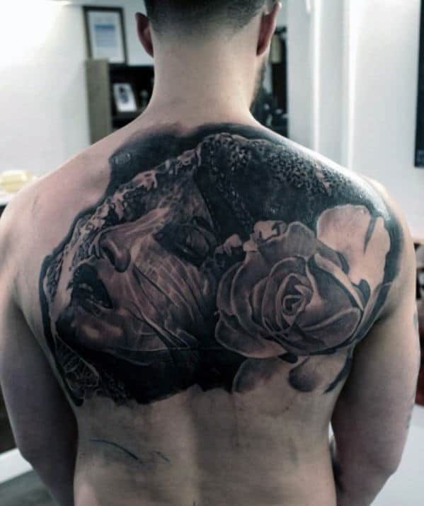 Rose Small Back Tattoos For Men