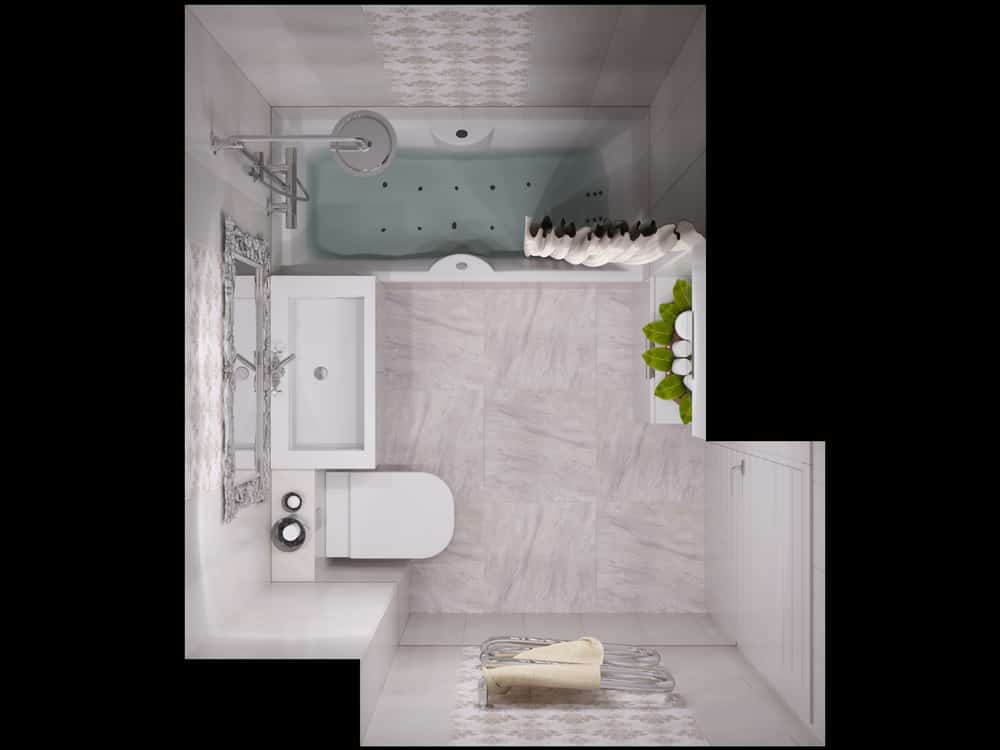 small bathroom layout with shower/bath combo