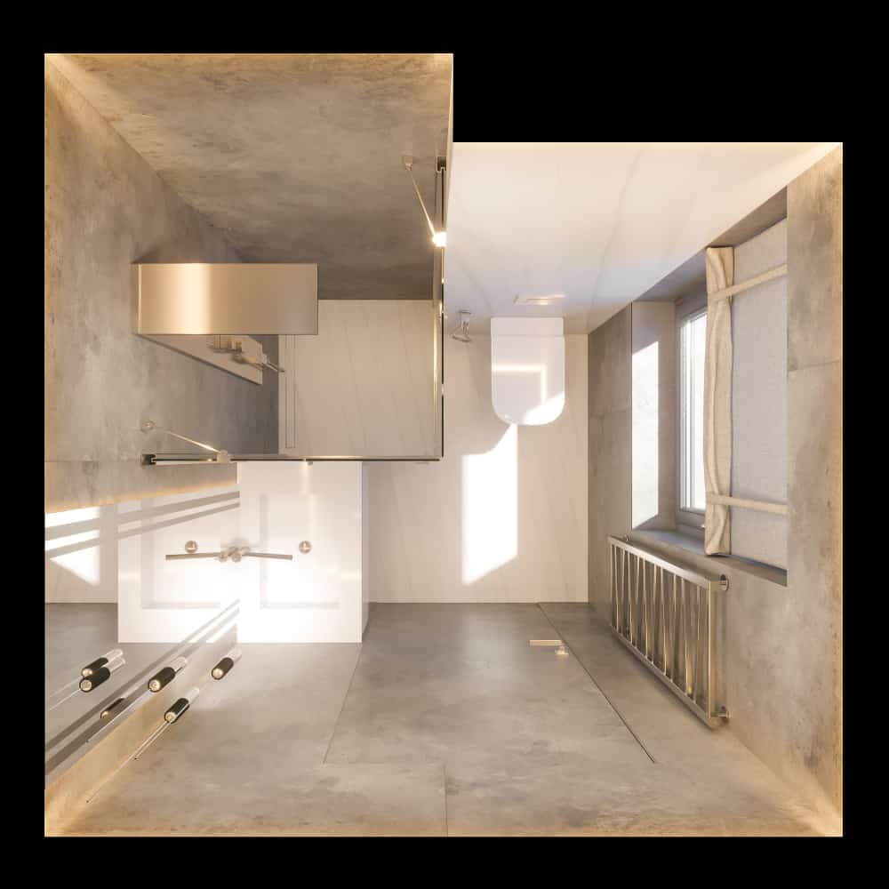 polished concrete small bathroom