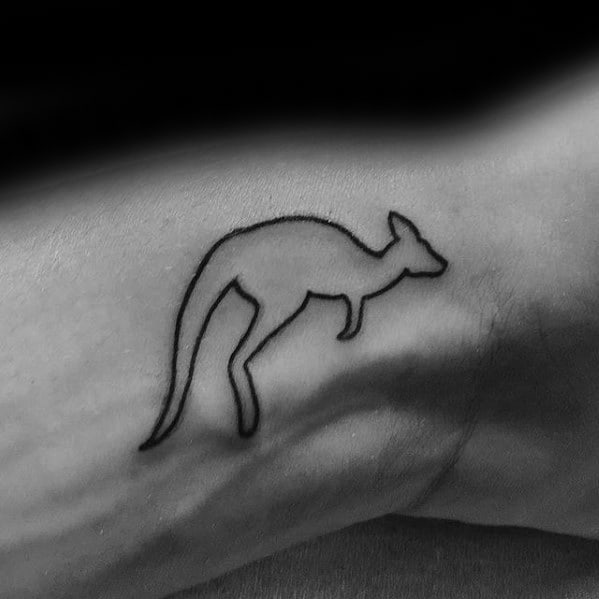 Small Black Ink Outline Amazing Mens Kangaroo Wrist Tattoo Designs