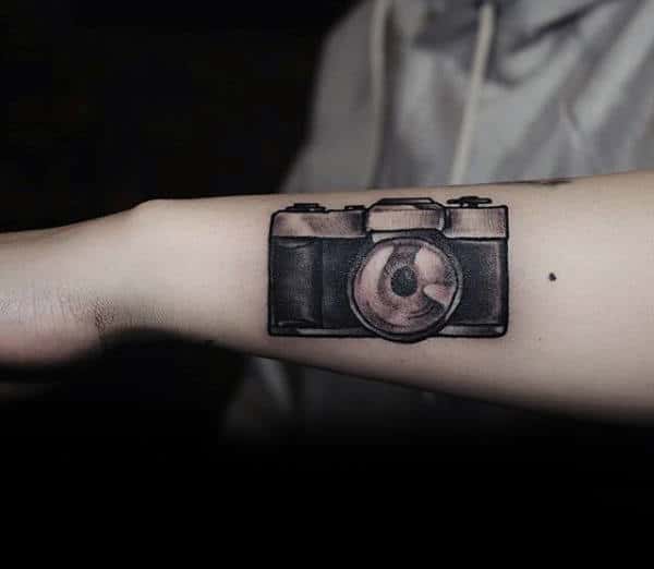 Small Camera Tattoos Male Forearms