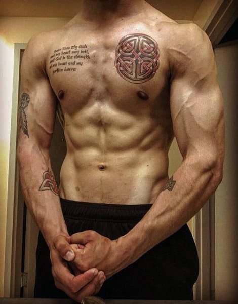 Small Celtic Knot Mens Upper Chest Tattoos