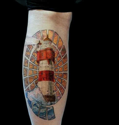 Small Circle Lighthouse On Guys Forearm