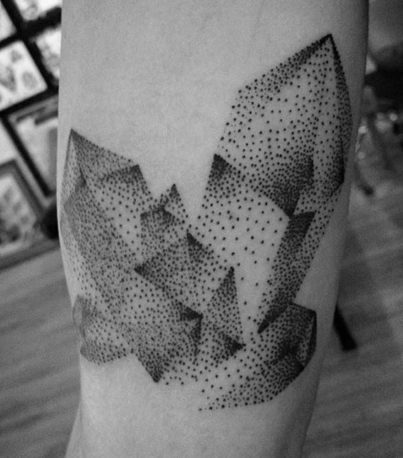 Small Crystal Dotwork Guys Arm Tattoo