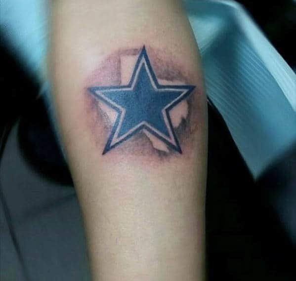 Small Dallas Cowboys Texas State Guys Tattoo On Forearm