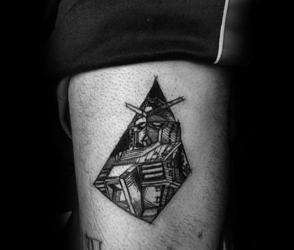 Small Detailed Arm Mens Cool Gundam Tattoo Ideas
