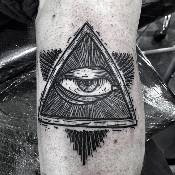 Small Detailed Guys Eye Of Providence Arm Tattoo