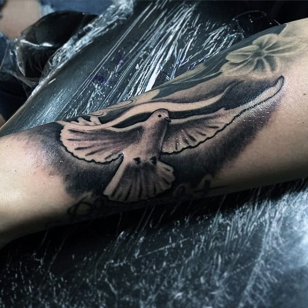 Small Dove Tattoo On Men On Outer Forearm
