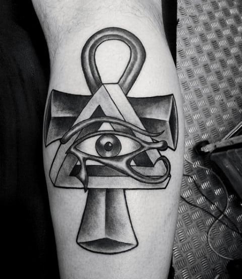 Small Egyptian Symbols Tattoos For Men Eye Of Ra And Cross