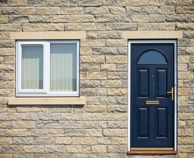 small exterior window trim for brick homes blue door