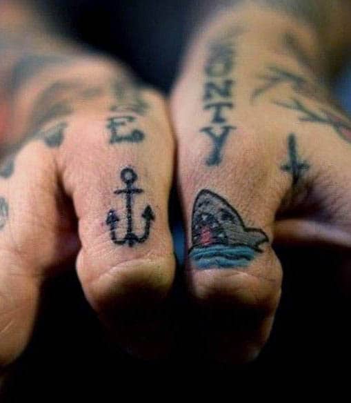Small Finger Tattoos Sharks For Men