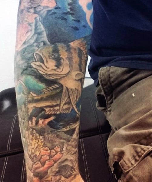 Incredible Sleeve Fish Men's Tattoos