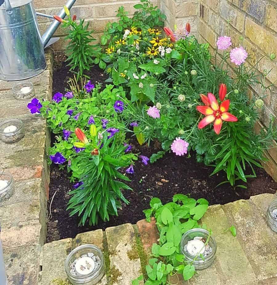 small stone flower bed