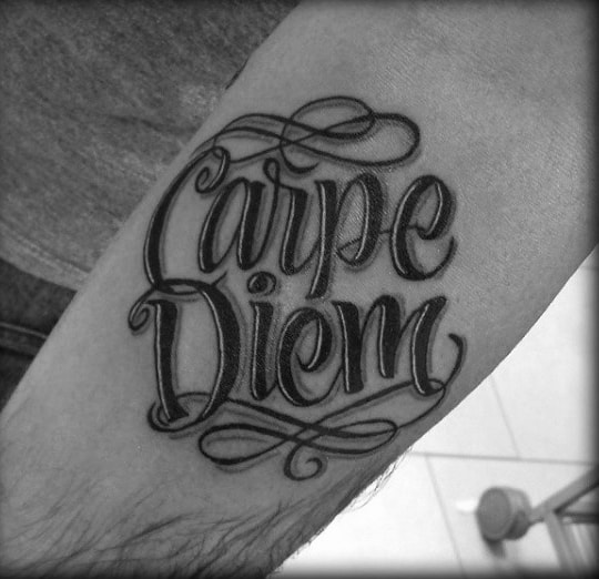 Small Forearm Carpe Diem Tattoos For Men