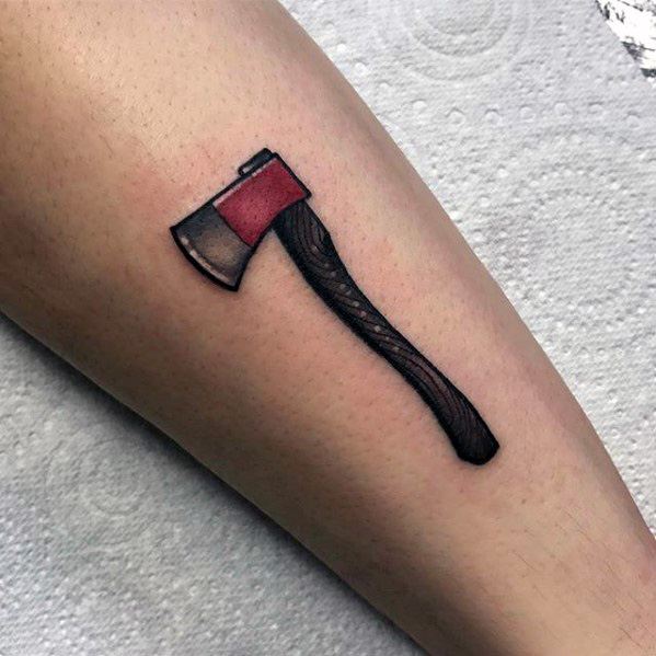Small Forearm Distinctive Male Axe Tattoo Designs