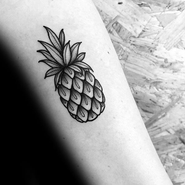 Small Forearm Shaded Guys Pineapple Tattoo Deisgns
