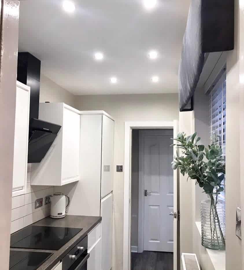 small white galley kitchen