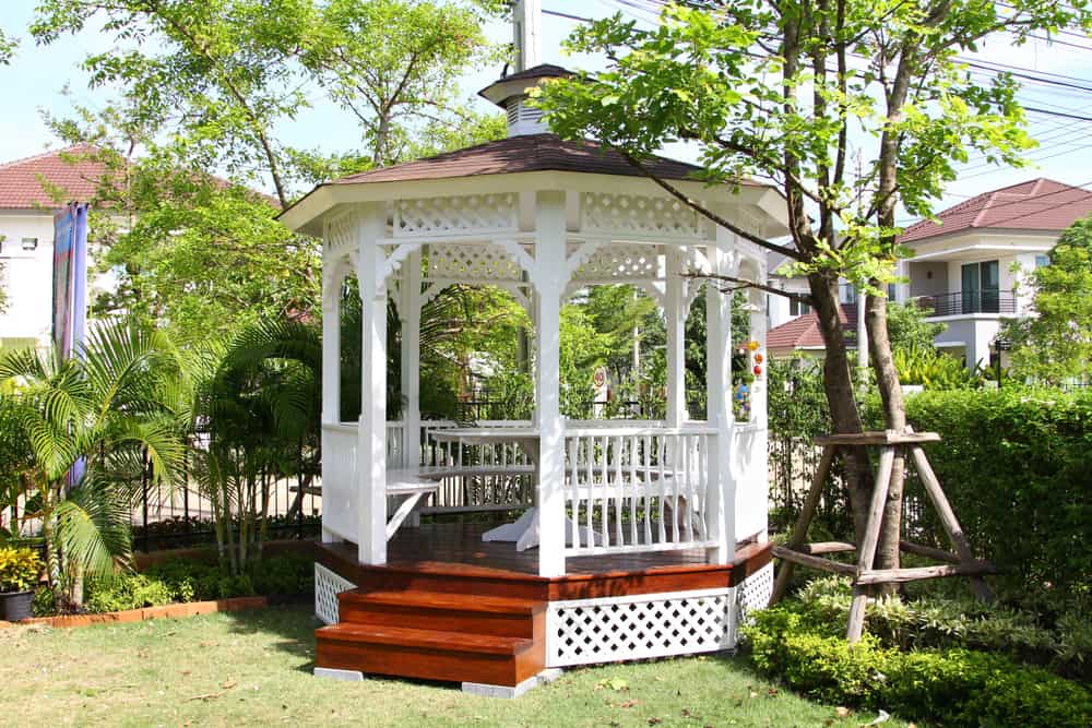 small white gazebo backyard