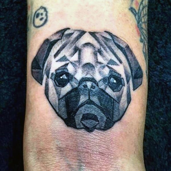 Small Geometric Dog Wrist Tattoos For Guys