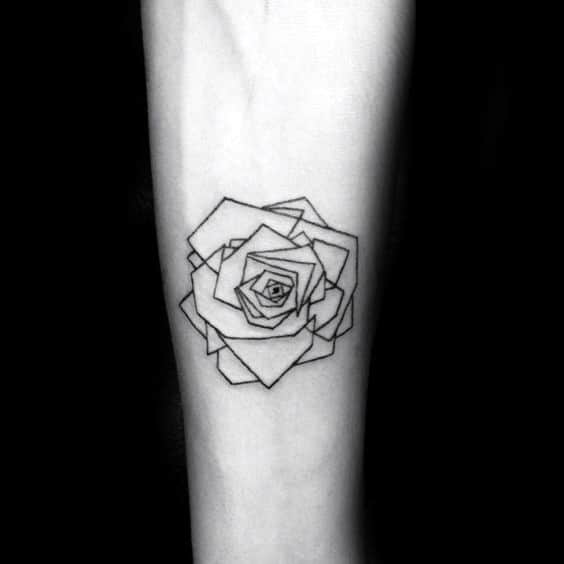 Small Geometric Roses Male Inner Forearm Tattoo Design Ideas