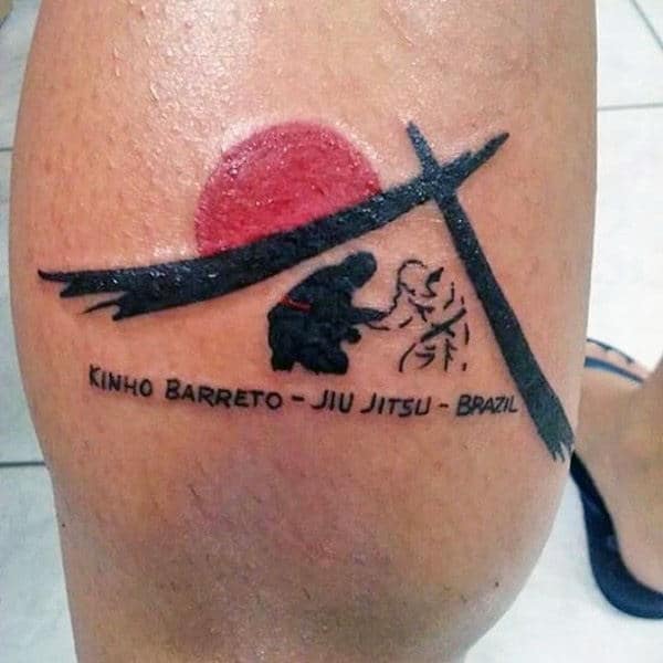 Small Guys Awesome Jiu Jitsu Leg Calf Tattoo