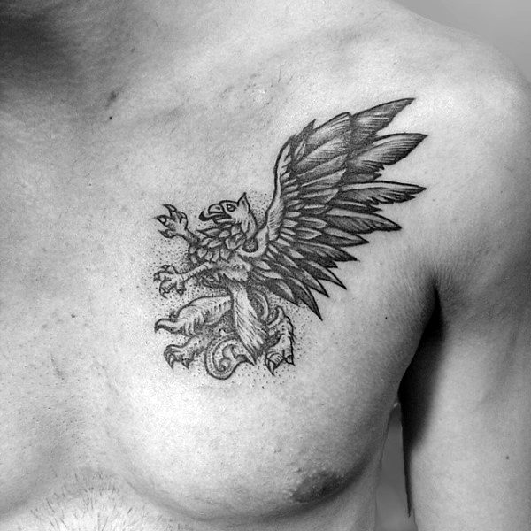 Small Guys Griffin Chest Tattoo